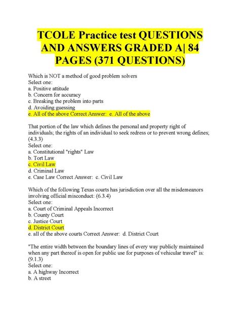Law Enforcement Academies. . Tcole practice test